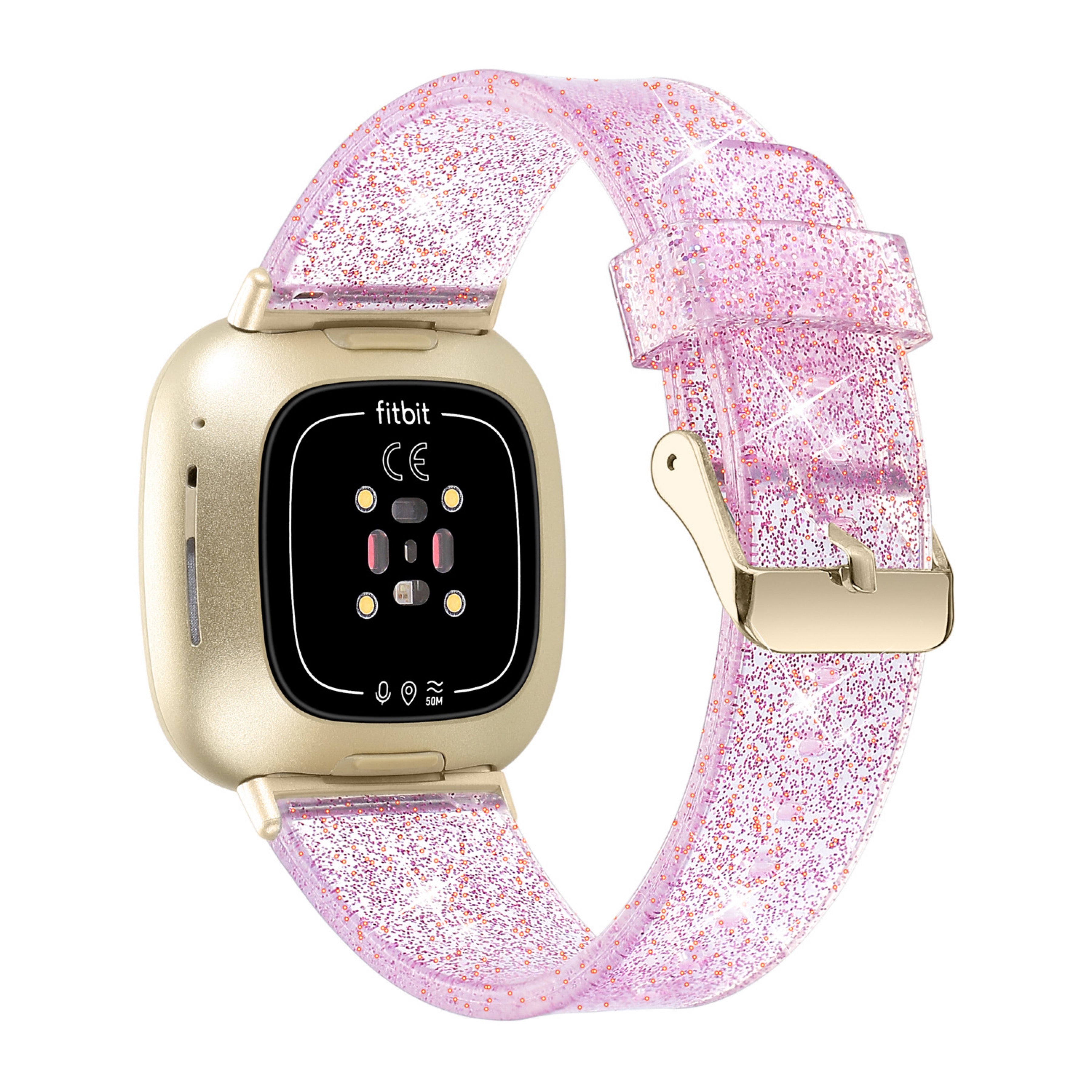 Glittering Powder Design TPU Watch Band Strap Replacement for Fitbit Versa 3 Sense Glittering Powder Design TPU Watch Band Strap Replacement for Fitbit Versa 3 Sense